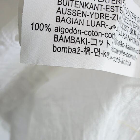 Zara White Cotton Eyelet Embroidered V-Neck Mini Spaghetti Strap Dress Sz Medium - Picture 6 of 11